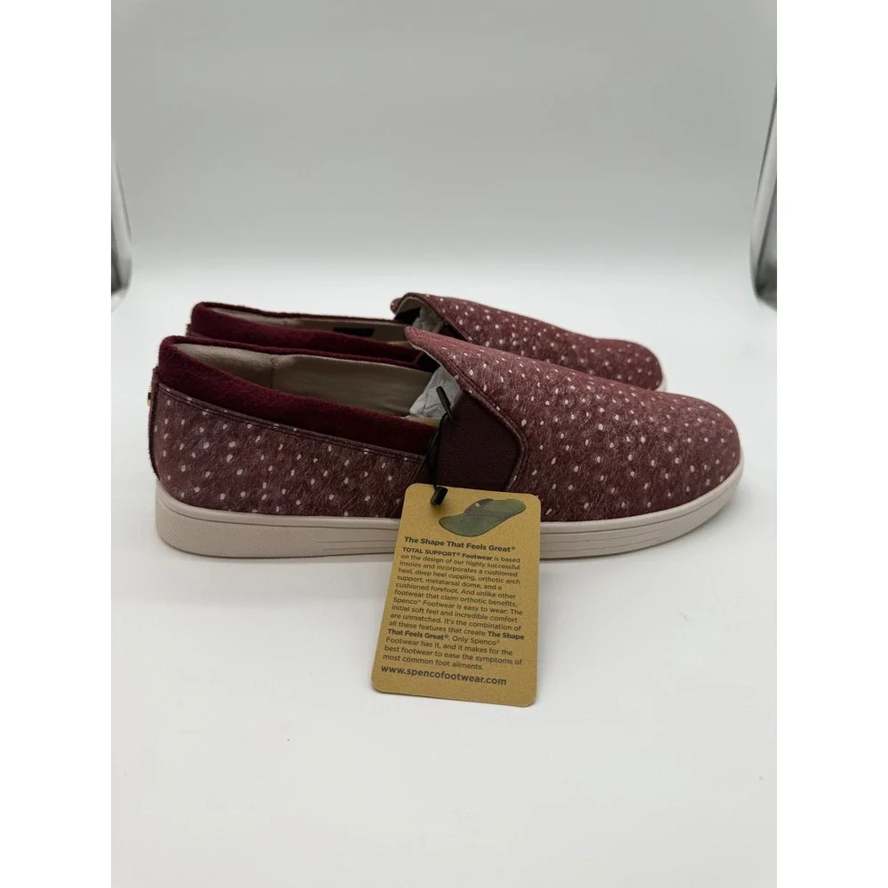 Spenco Santa Cruz Ostrich Burgundy Slip On Sneakers Womens 10B